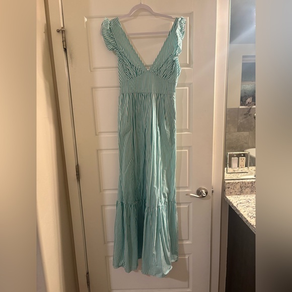 Skies Are Blue Jade Striped Maxi Dress - Picture 3 of 6
